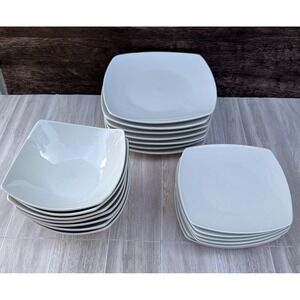 Gibson Home Zen Buffet 21 Piece Porcelain Dinnerware Set - White